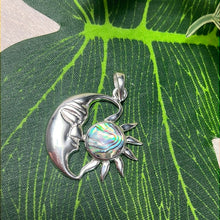 Load image into Gallery viewer, Moon Sun Abalone Shell - 925 Sterling Silver Pendant

