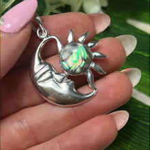 Load image into Gallery viewer, Moon Sun Abalone Shell - 925 Sterling Silver Pendant
