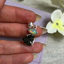 Load image into Gallery viewer, Moldavite &amp; Ethiopian Opal - 925 Sterling Silver Pendant
