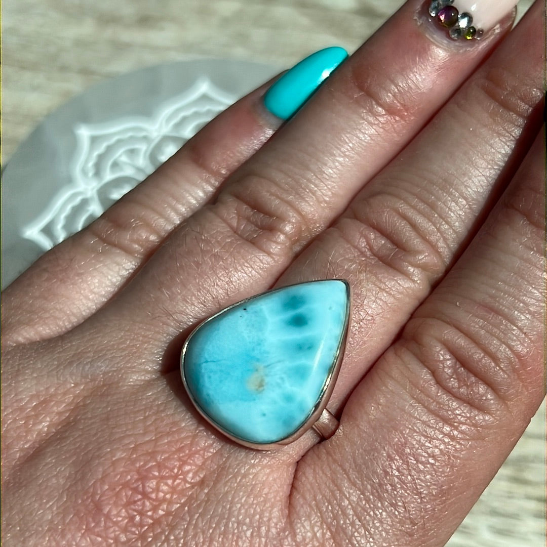 Larimar 925 Silver Ring -  Size R 1/2 - S