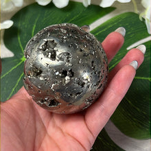 Load image into Gallery viewer, 65mm Druzy Pyrite Sphere
