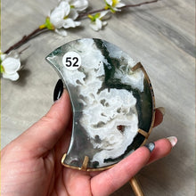 Load image into Gallery viewer, Moss Agate Moon on Stand
