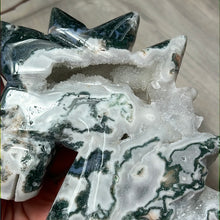 Load image into Gallery viewer, XL  Moss Agate Druzy Unicorn
