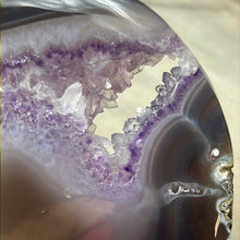 Load image into Gallery viewer, Amethyst Agate Druzy Statement Moon on Stand

