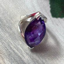 Load image into Gallery viewer, Amethyst Facet cut 925 Sterling Silver Ring -  Size H
