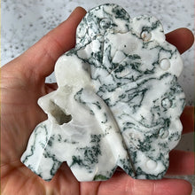 Load image into Gallery viewer, Druzy Moss Agate Fairy Handcarved
