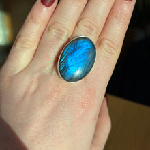 Load image into Gallery viewer, AA Labradorite 925 Silver Ring -  Size S
