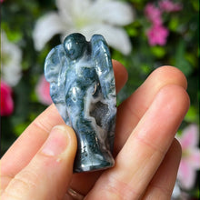Load image into Gallery viewer, Small Blue Moss Agate Druzy Angel
