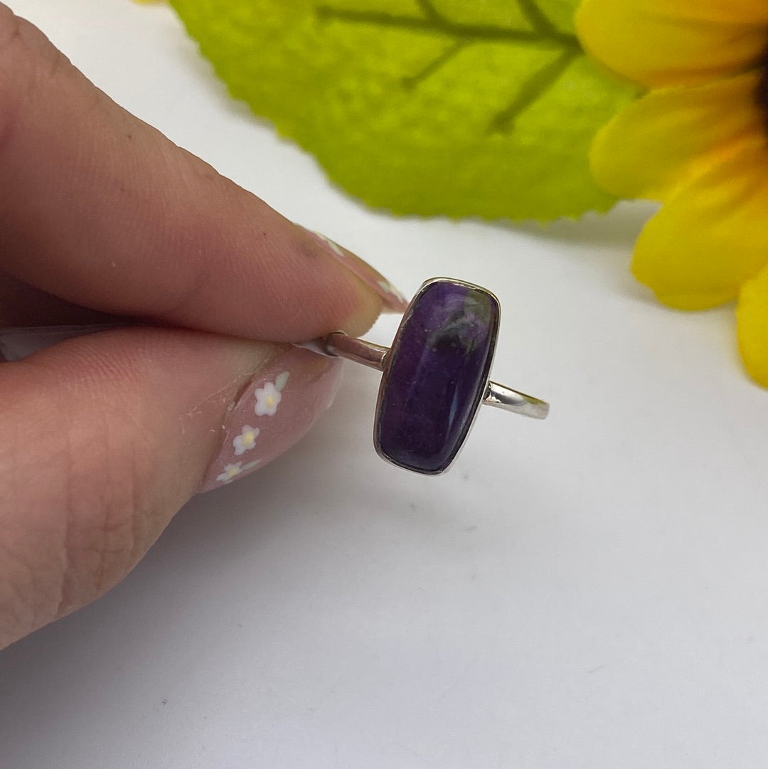 Charoite Ring Size O -  925 Silver