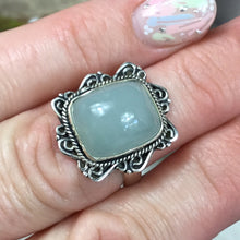 Load image into Gallery viewer, Aquamarine 925 Silver Ring -  Size N
