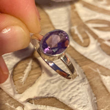 Load image into Gallery viewer, Amethyst Facet Cut 925 Sterling Silver Ring -  Size R 1/2
