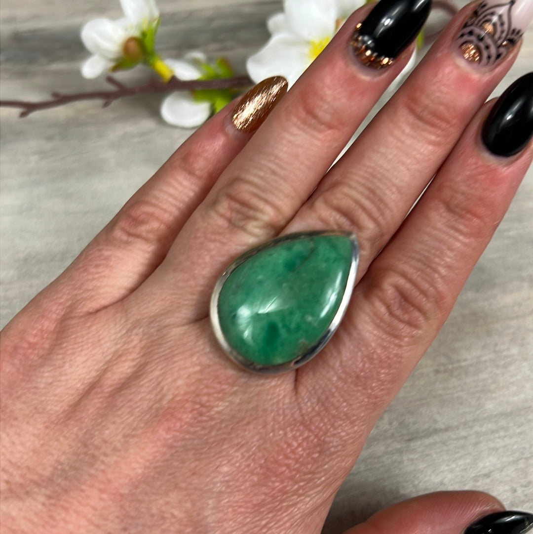 Chrysoprase 925 Sterling Silver Ring -  Size S 1/2