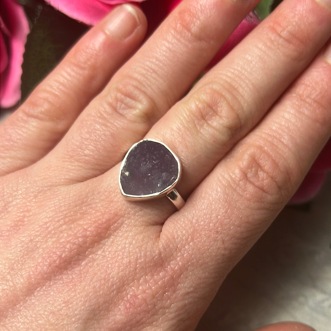 Rare Grape Agate 925 Sterling Silver Ring - Size O