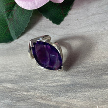 Load image into Gallery viewer, Amethyst Facet cut 925 Sterling Silver Ring -  Size H
