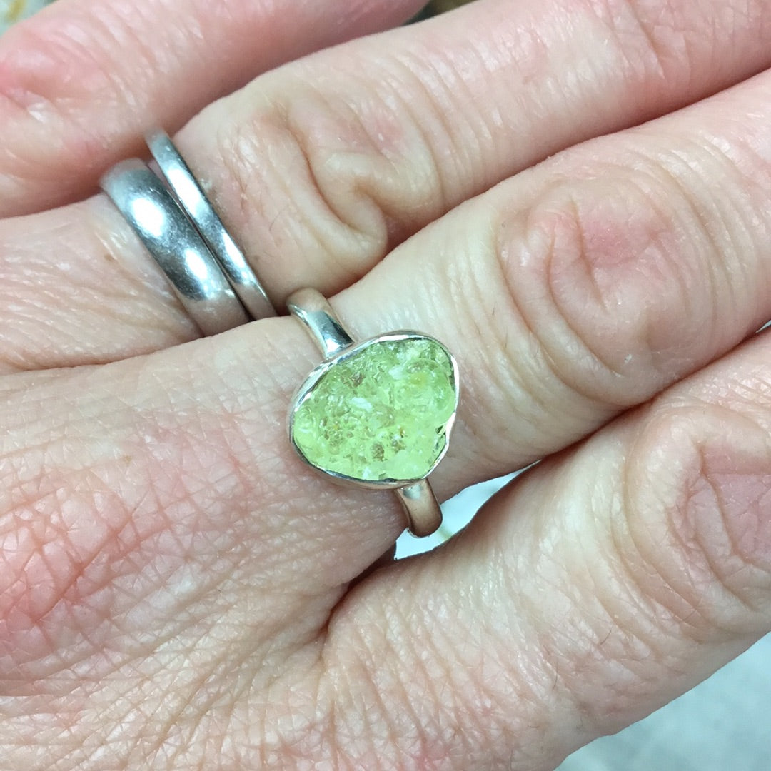 Rare Hyalite Opal 925 Silver Ring - Size Q