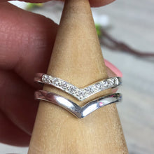 Load image into Gallery viewer, Dual CZ Wishbone 925 Sterling Silver Stacker Ring
