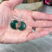 Load image into Gallery viewer, Nephrite Green Jade Moon 925 Sterling Dangly Earrings
