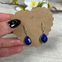 Load image into Gallery viewer, Lapis Bezel Facet Drop 925 Sterling Dangly Earrings
