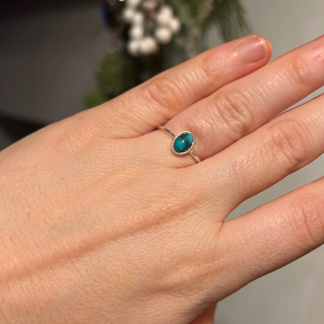 Dainty Turquoise 925 Silver Ring -  Size L - L 1/2