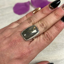 Load image into Gallery viewer, Feather Pyrite 925 Sterling Silver Ring - Size N 1/2 - O
