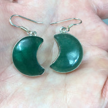 Load image into Gallery viewer, Nephrite Green Jade Moon 925 Sterling Dangly Earrings
