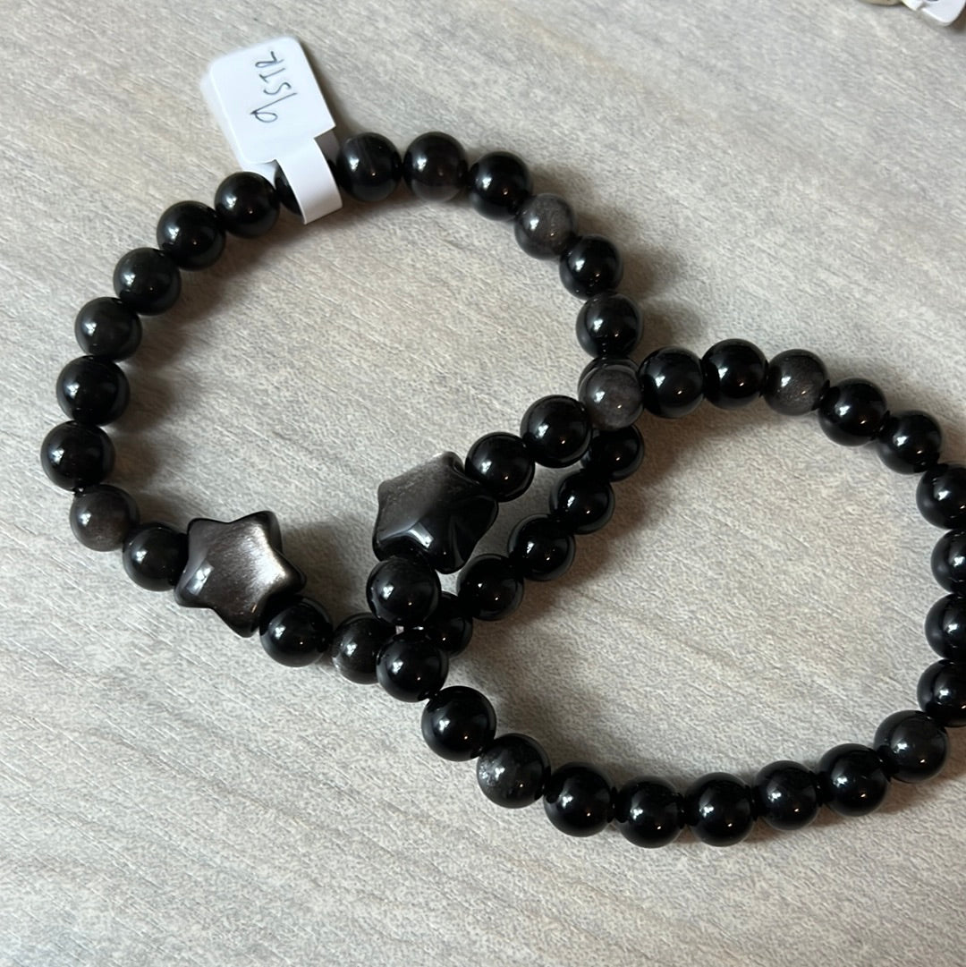Star Silver Obsidian - 8mm Bead Bracelet