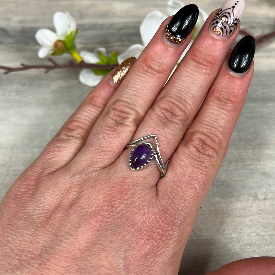 Amethyst Facet 925 Sterling Silver Ring -  Size T