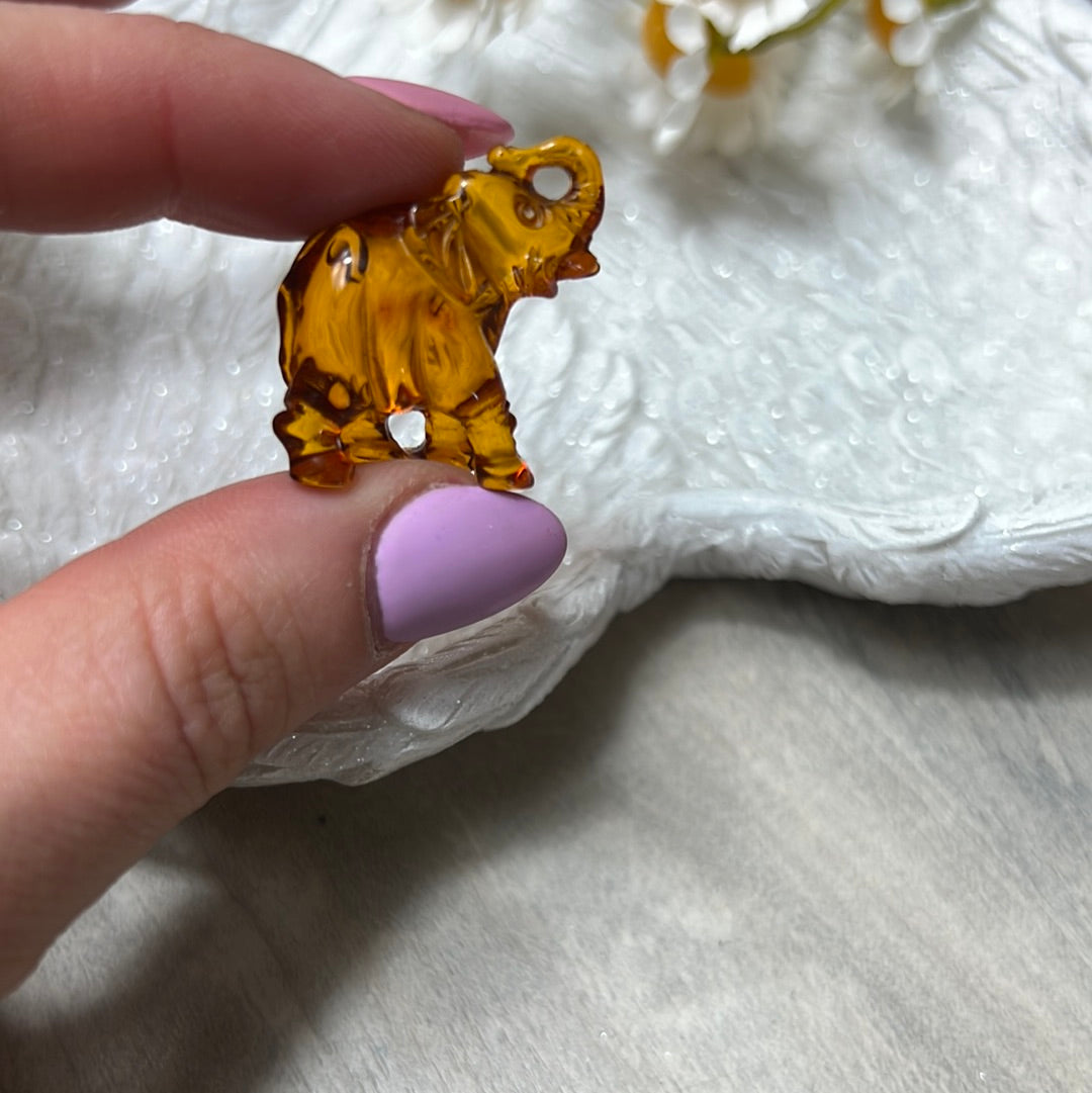 AA Amber Elephant Unique handcarved