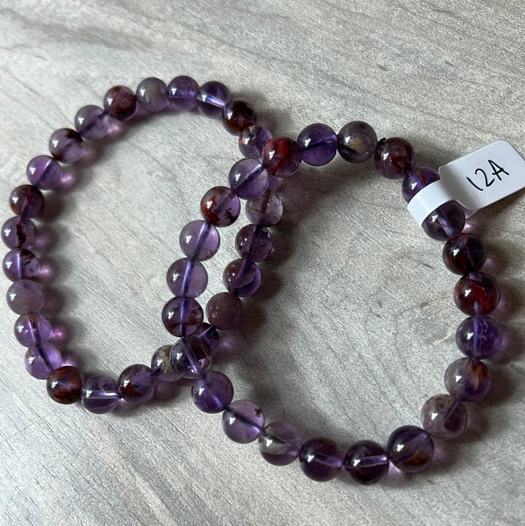 Amethyst with inclusions - 8mm Bead Bracelet