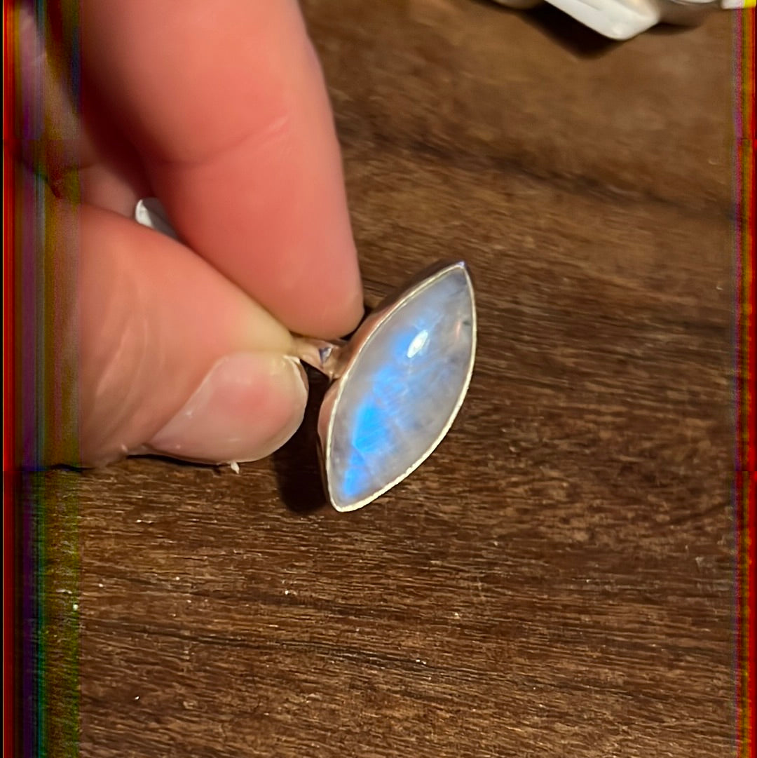 Moonstone 925 Sterling Silver Ring -  Size L