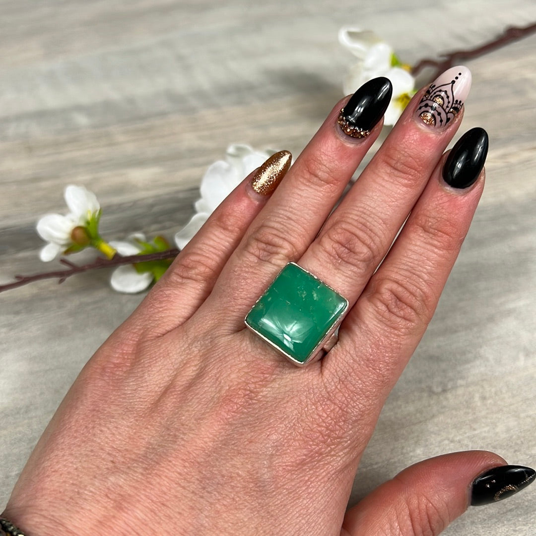 Chrysoprase 925 Sterling Silver Ring -  Size S